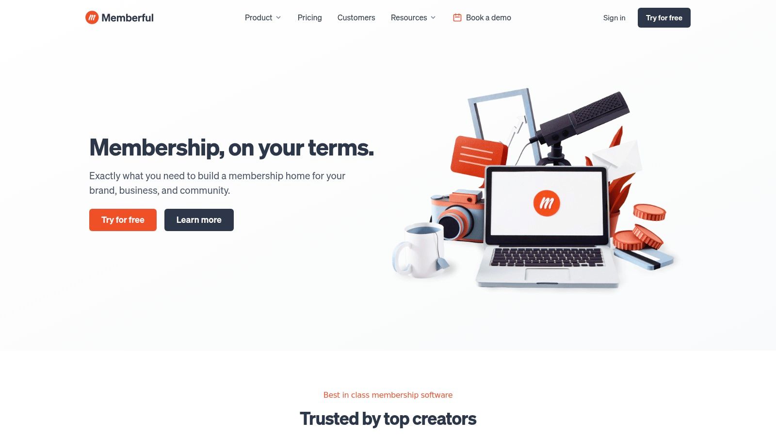 A screenshot of the Memberful dashboard showing analytics and member management features.