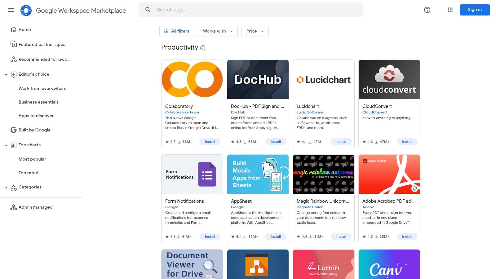 Google Workspace Marketplace (Productivity)
