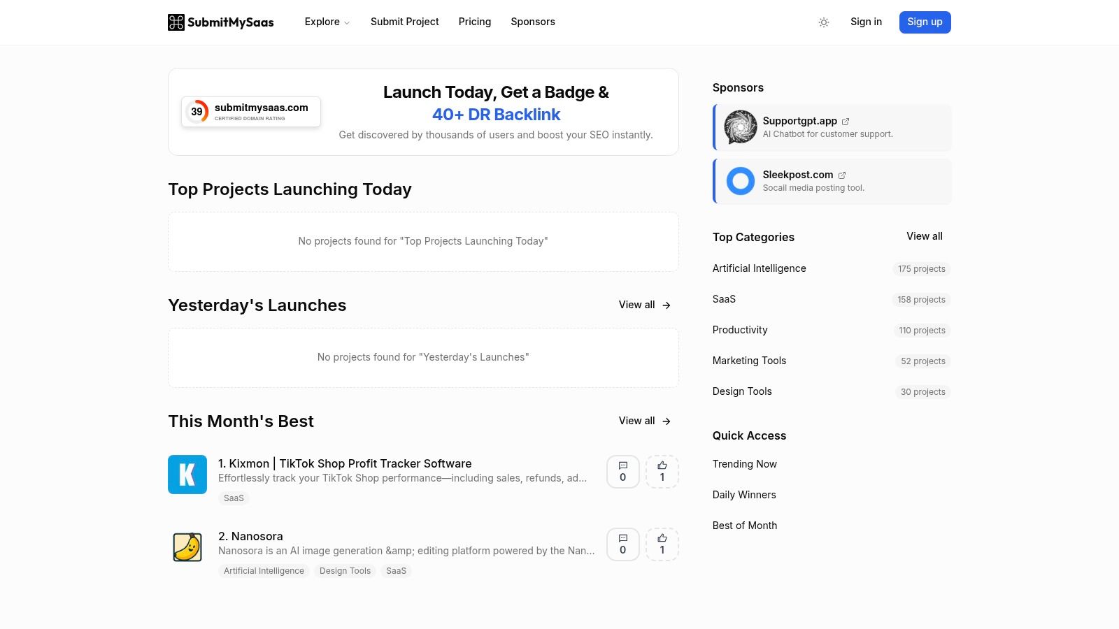 SubmitMySaas — Launch & Discovery Platform