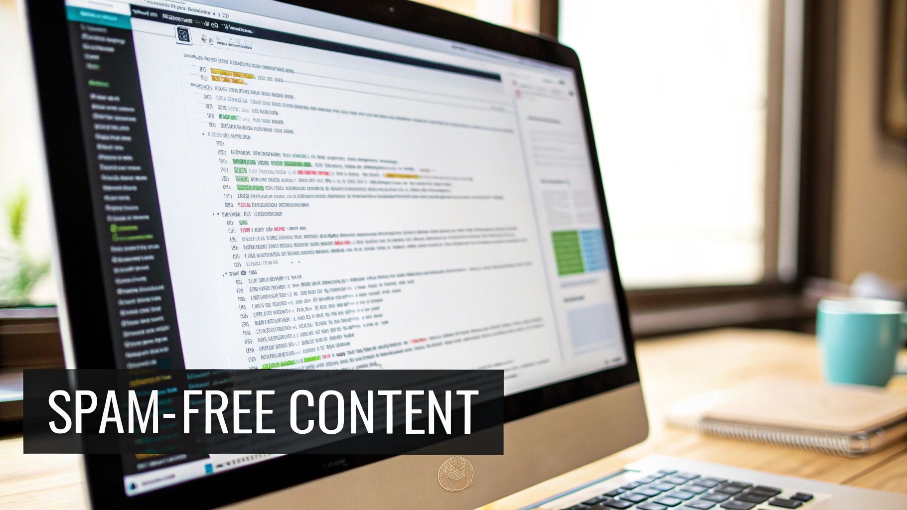 A graphic illustrating best practices for email content, including avoiding spammy words, using clear calls-to-action, and maintaining a balanced text-to-image ratio.