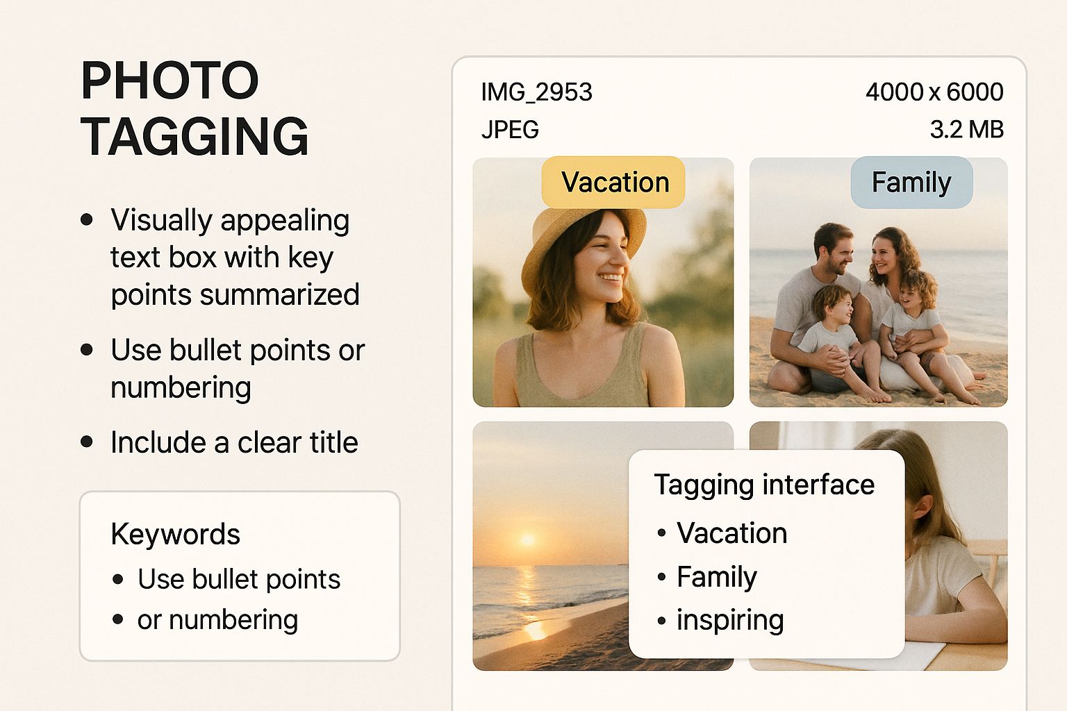 Infographic about digital photo organization