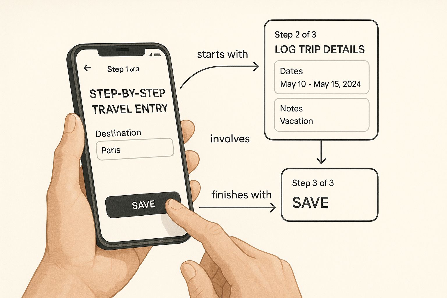 Infographic about travel tracker app