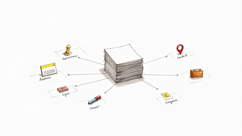 A close-up of a background report document, with sections for identity, criminal records, and employment history clearly visible.