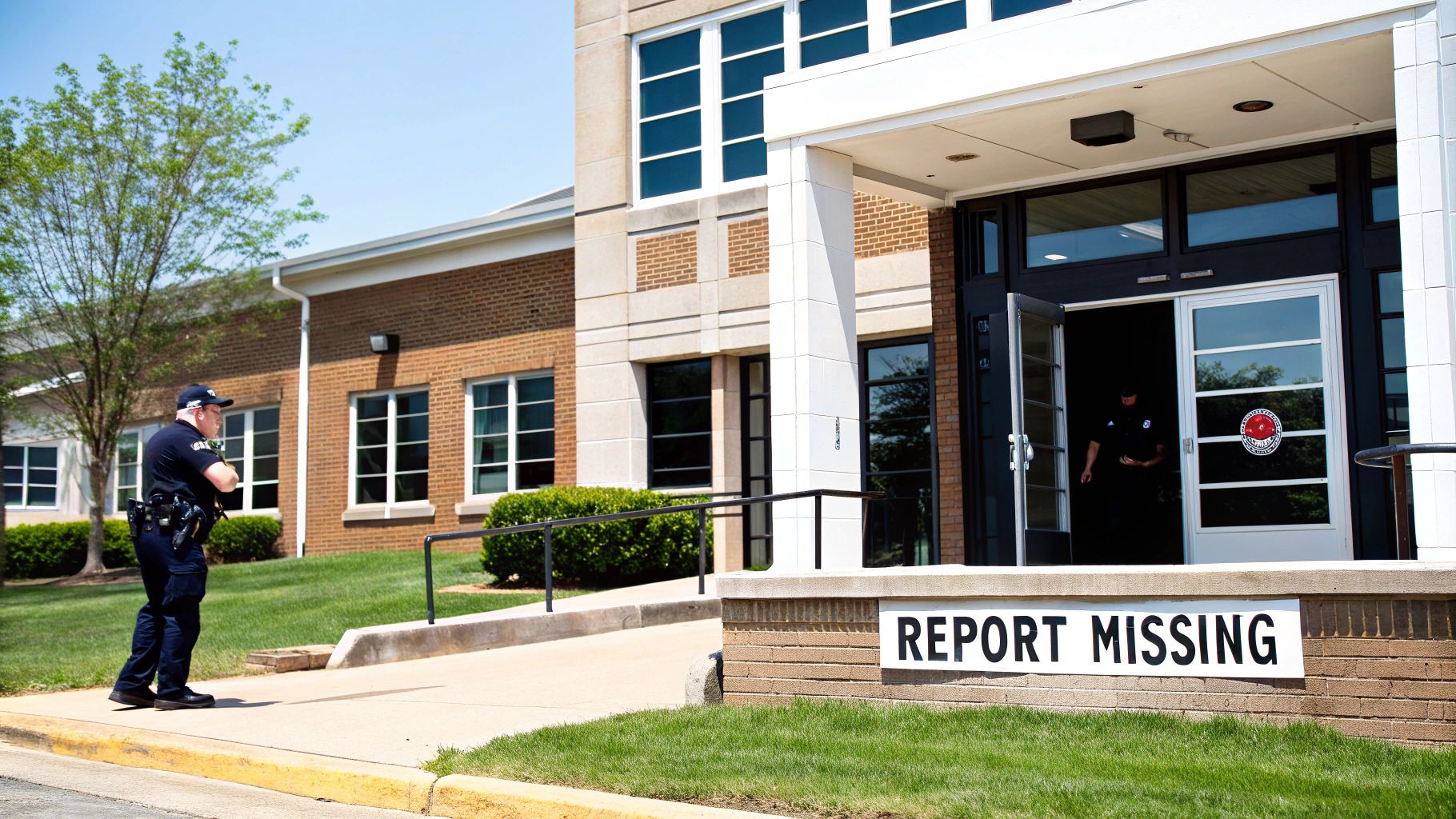 A person's hands holding a smartphone, scrolling through a social media feed showing a missing person appeal.