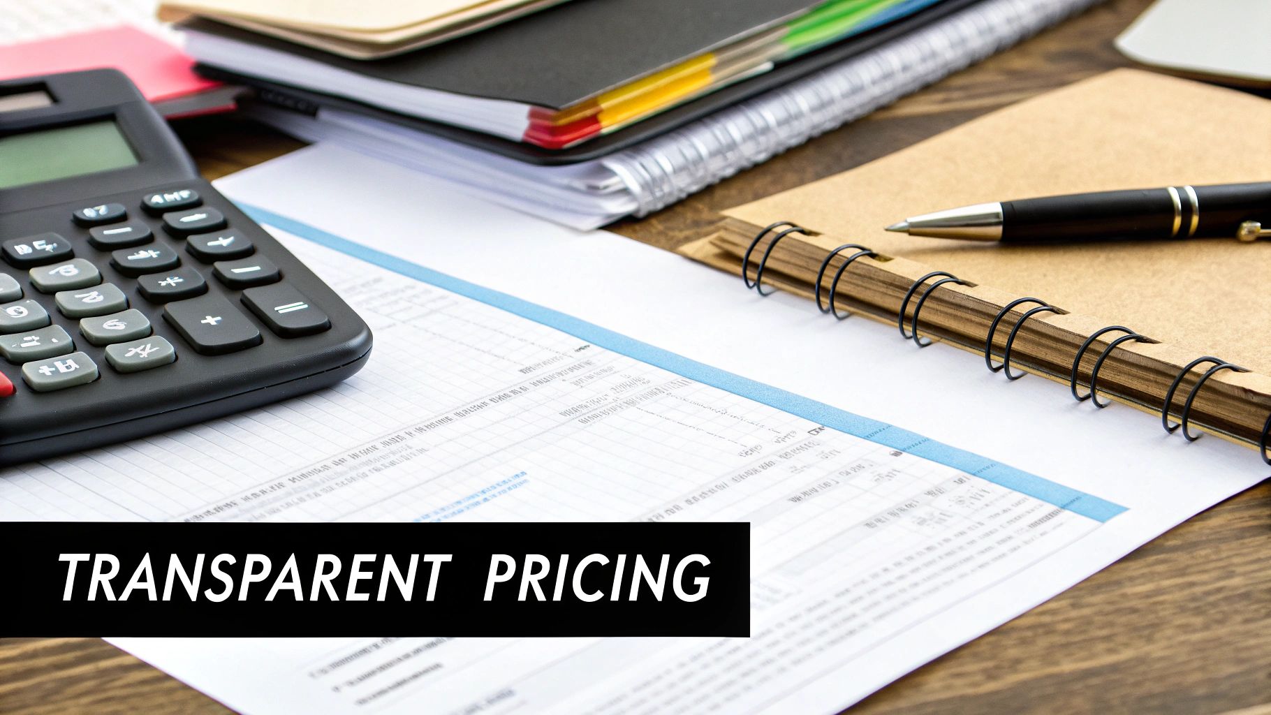 A calculator and magnifying glass on a table with financial documents, representing investigation costs.