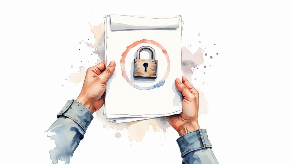 Legal documents and a magnifying glass on a wooden desk, representing the legal aspects of tenant screening.