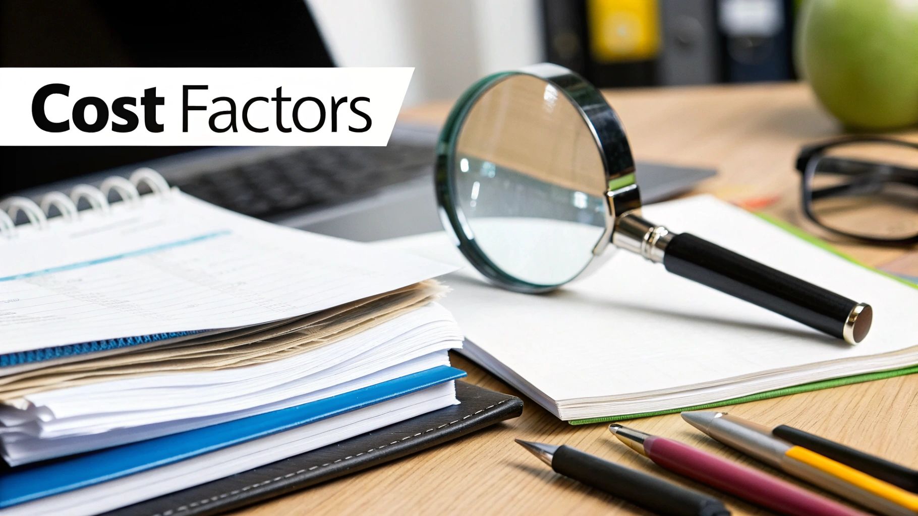 A magnifying glass resting on a map of the United Kingdom, representing investigation and costs.