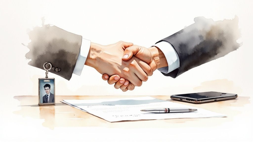 A person signing a contract with a private investigator.