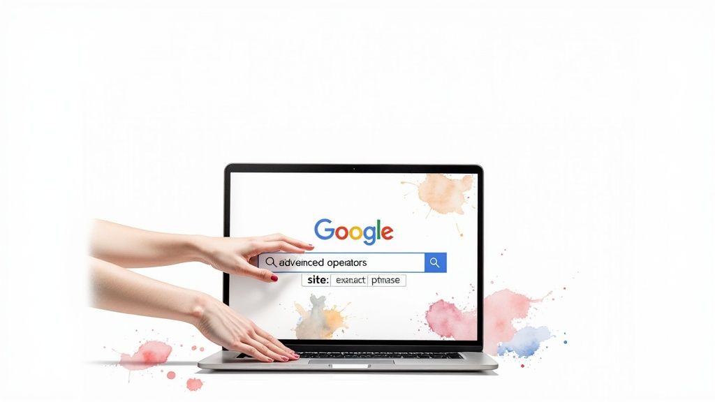 Person using a laptop to perform an online search