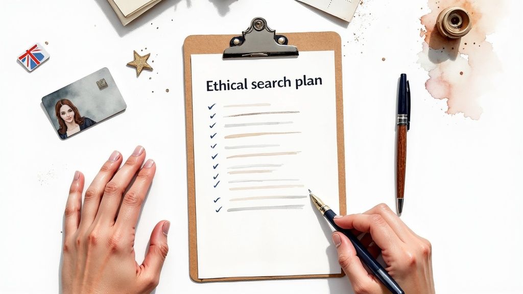 A person organising sticky notes with a clear board