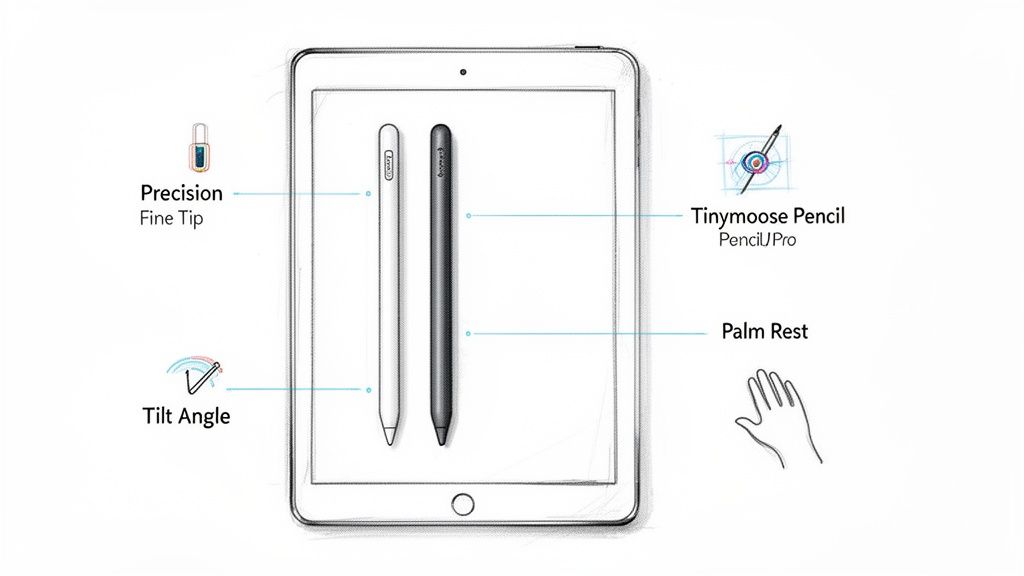 Logitech Crayon tilt angle shading iPad Procreate