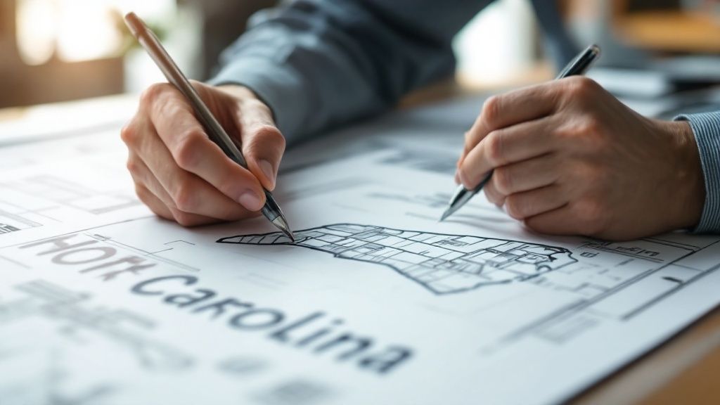 A cleared plot of land with construction equipment, ready for a new home build in North Carolina.