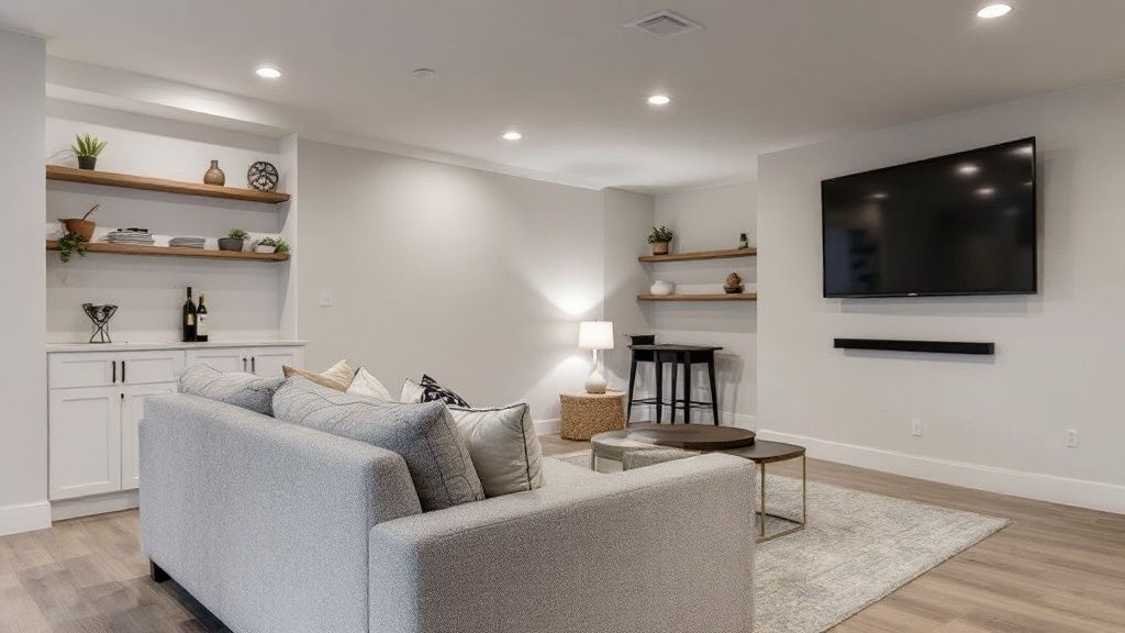 Finished Rec Room Basement Floor Plan