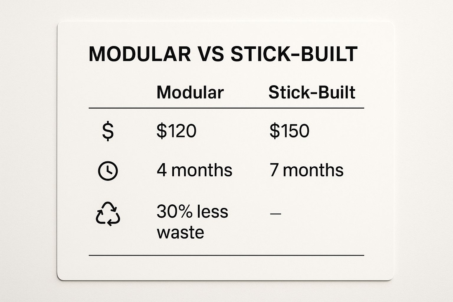 Infographic about modular vs stick built house