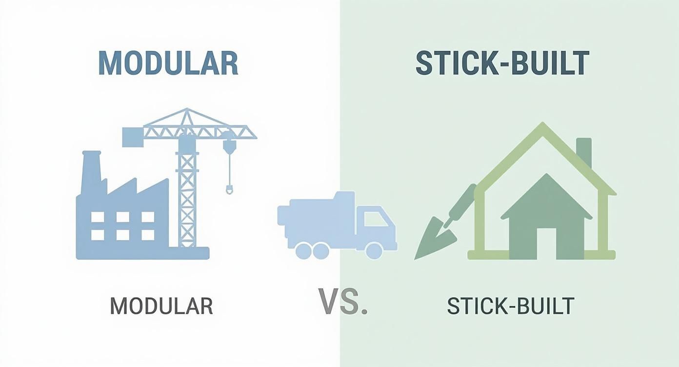Infographic about modular home versus stick built home