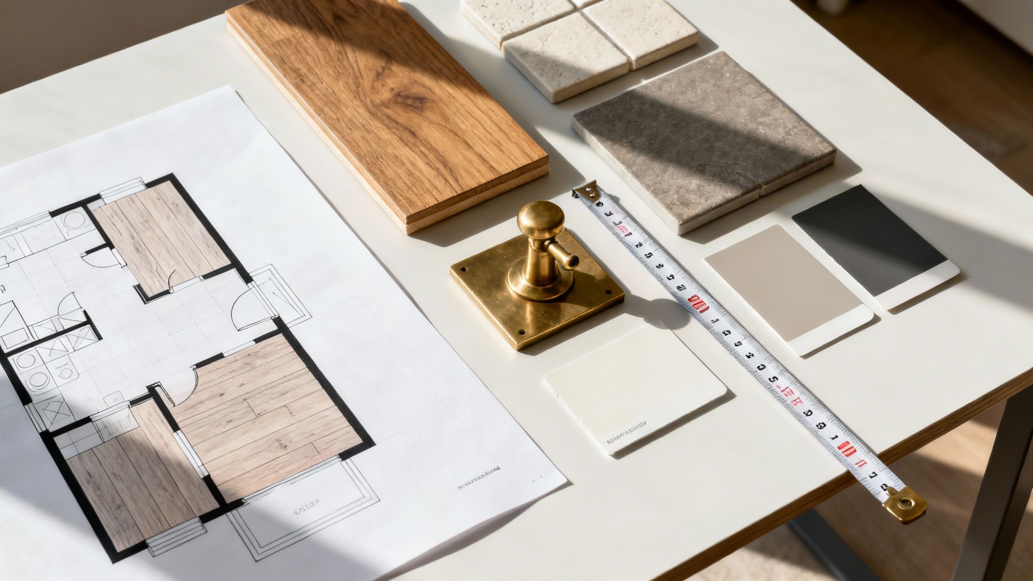 A custom-built home interior featuring a modern kitchen with high-end finishes and an open-concept living space.