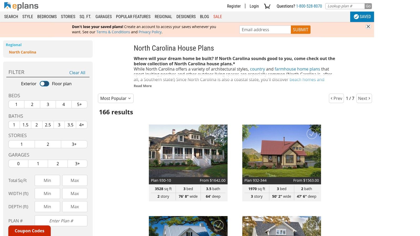 ePlans — North Carolina House Plans
