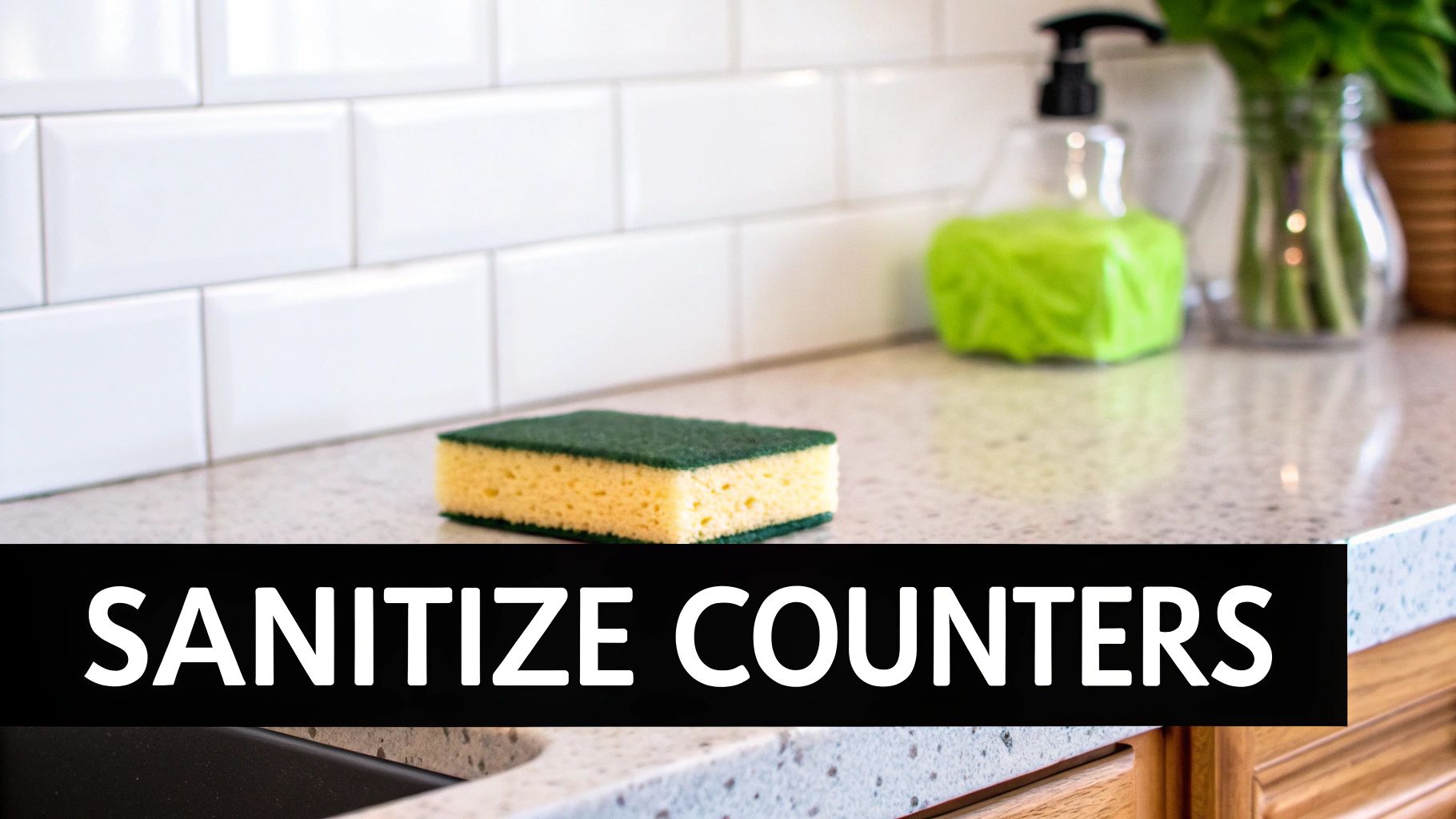 Scrub and Sanitize Countertops and Backsplash