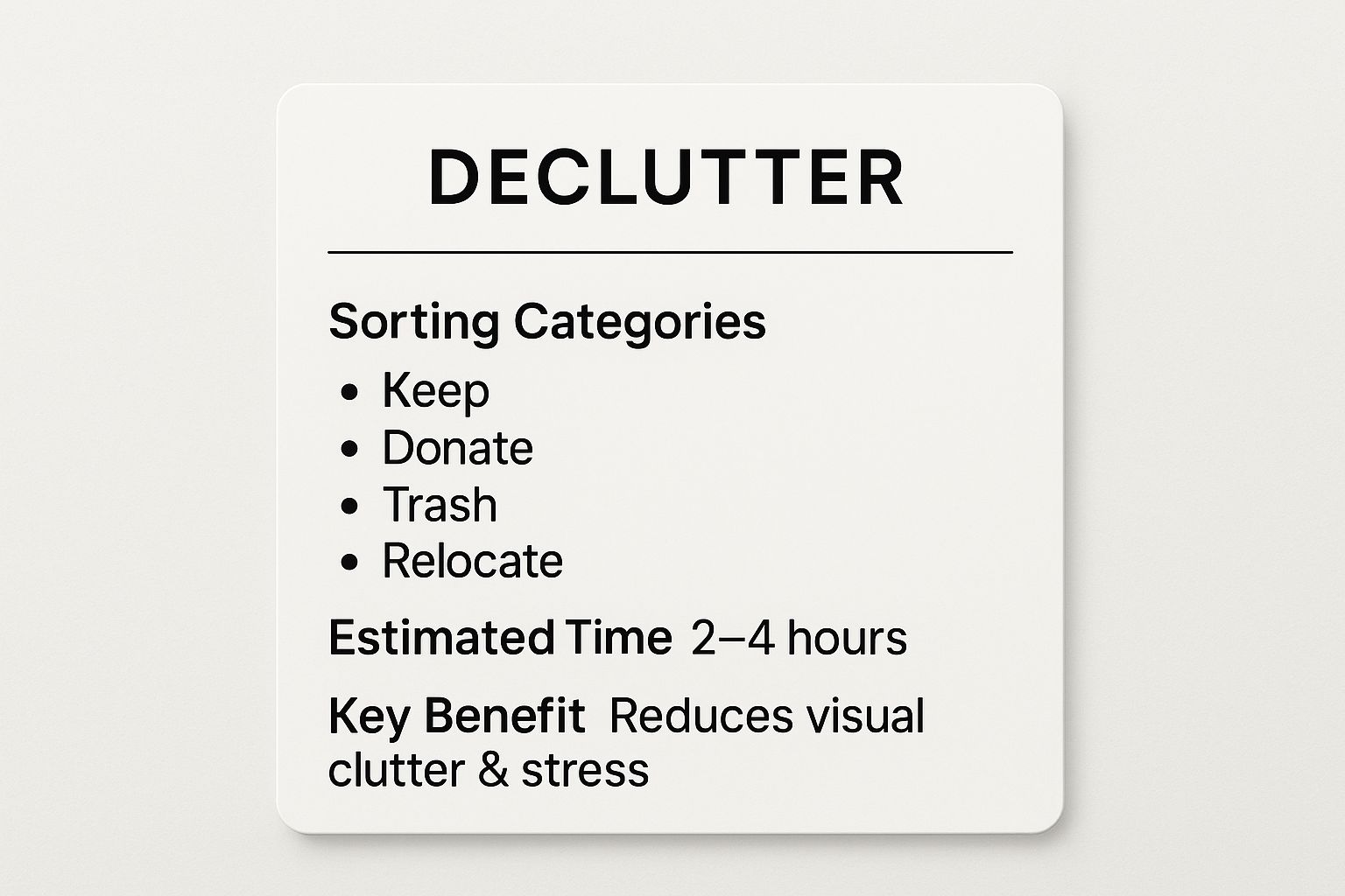 Infographic showing key data about Declutter and Organize All Surfaces and Storage