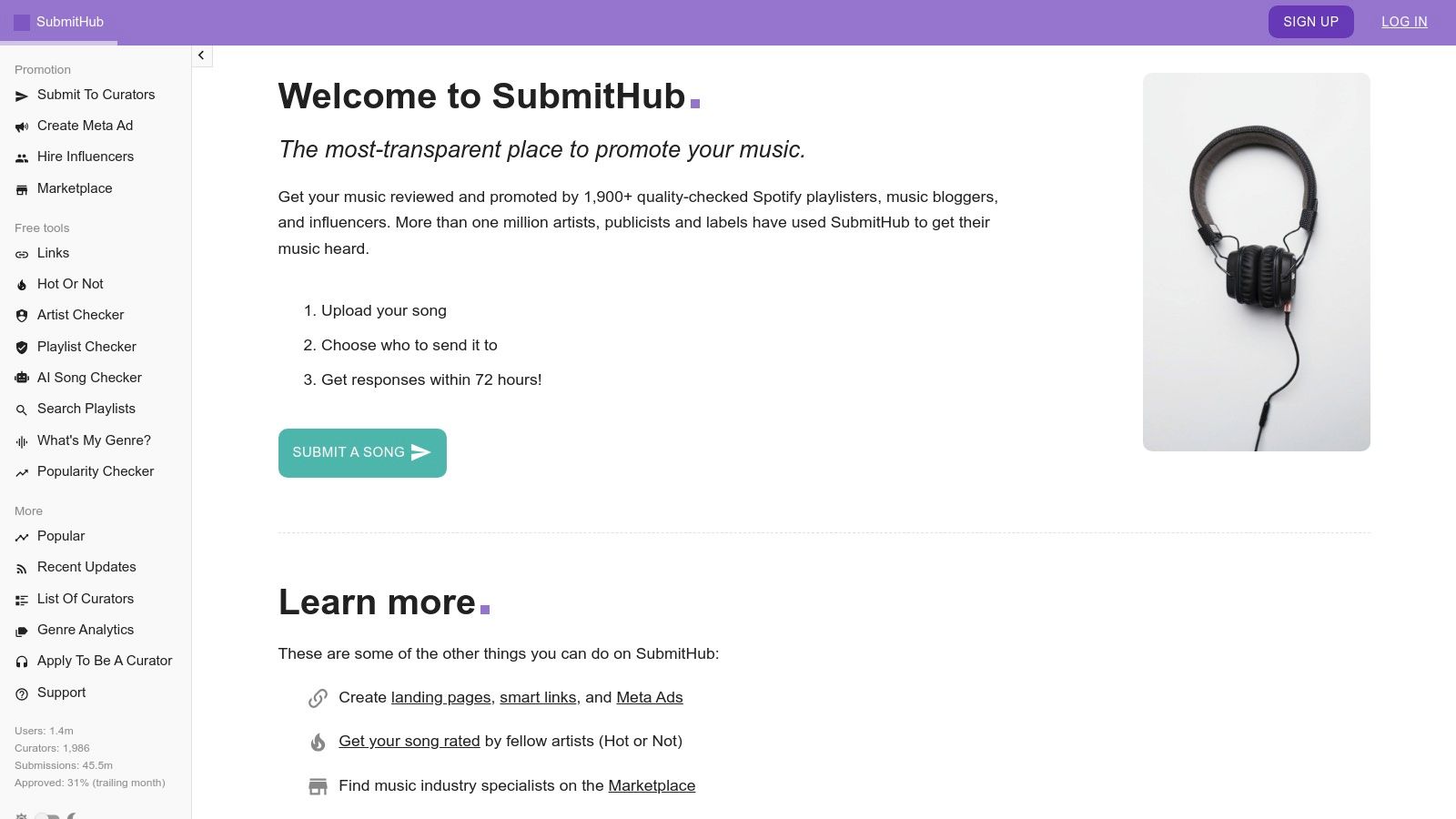 The right SoundCloud booking system for premieres 11 SubmitHub music submission platform interface