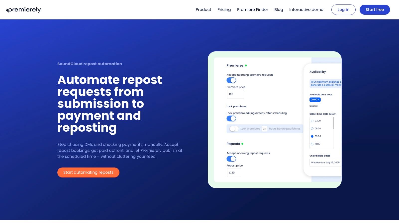 SoundCloud Repost Automation & Booking Tool | Premierely