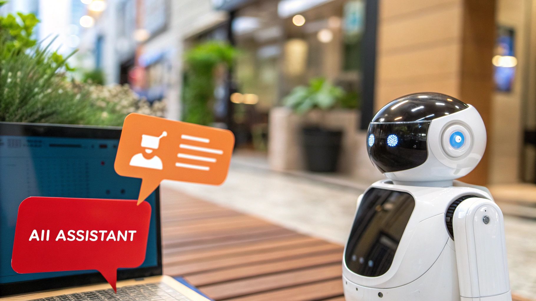 An abstract, futuristic image of a robot and a human hand working together, symbolizing AI and human collaboration.