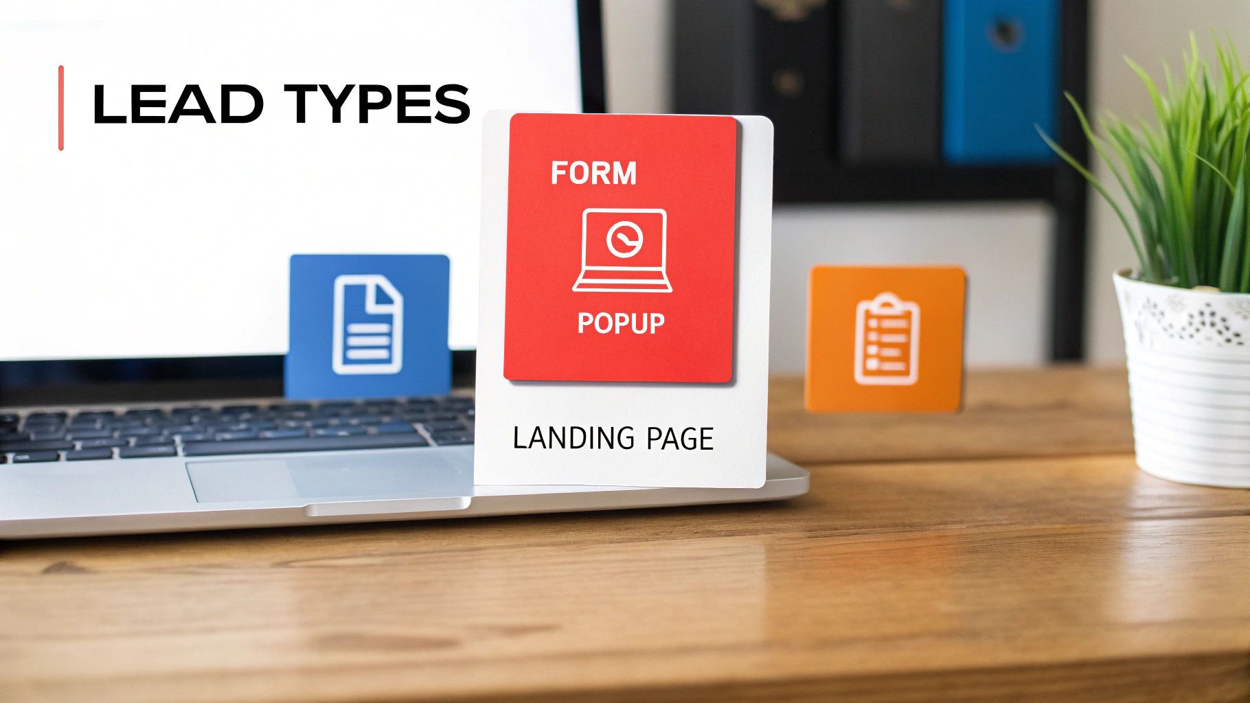 A digital marketing team collaborating around a table with laptops and charts, strategizing different lead generation channels.