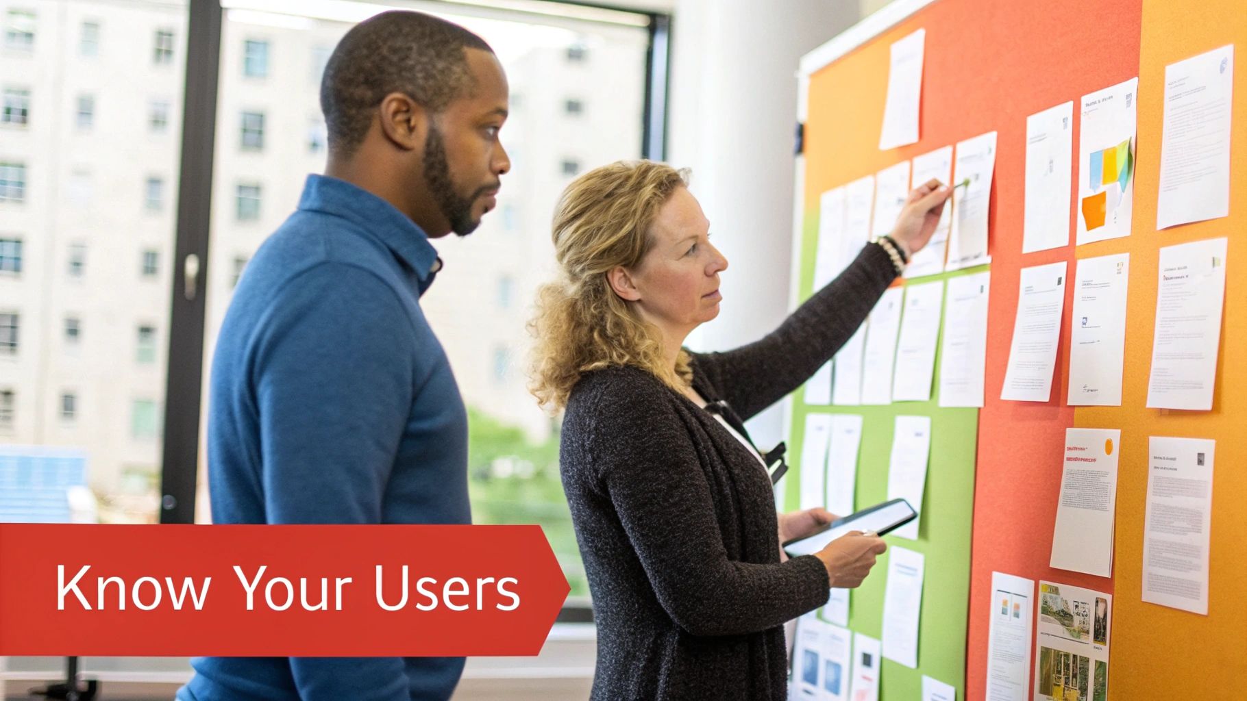 A group of diverse user personas represented by icons, centered around a central point, symbolizing deep user understanding.