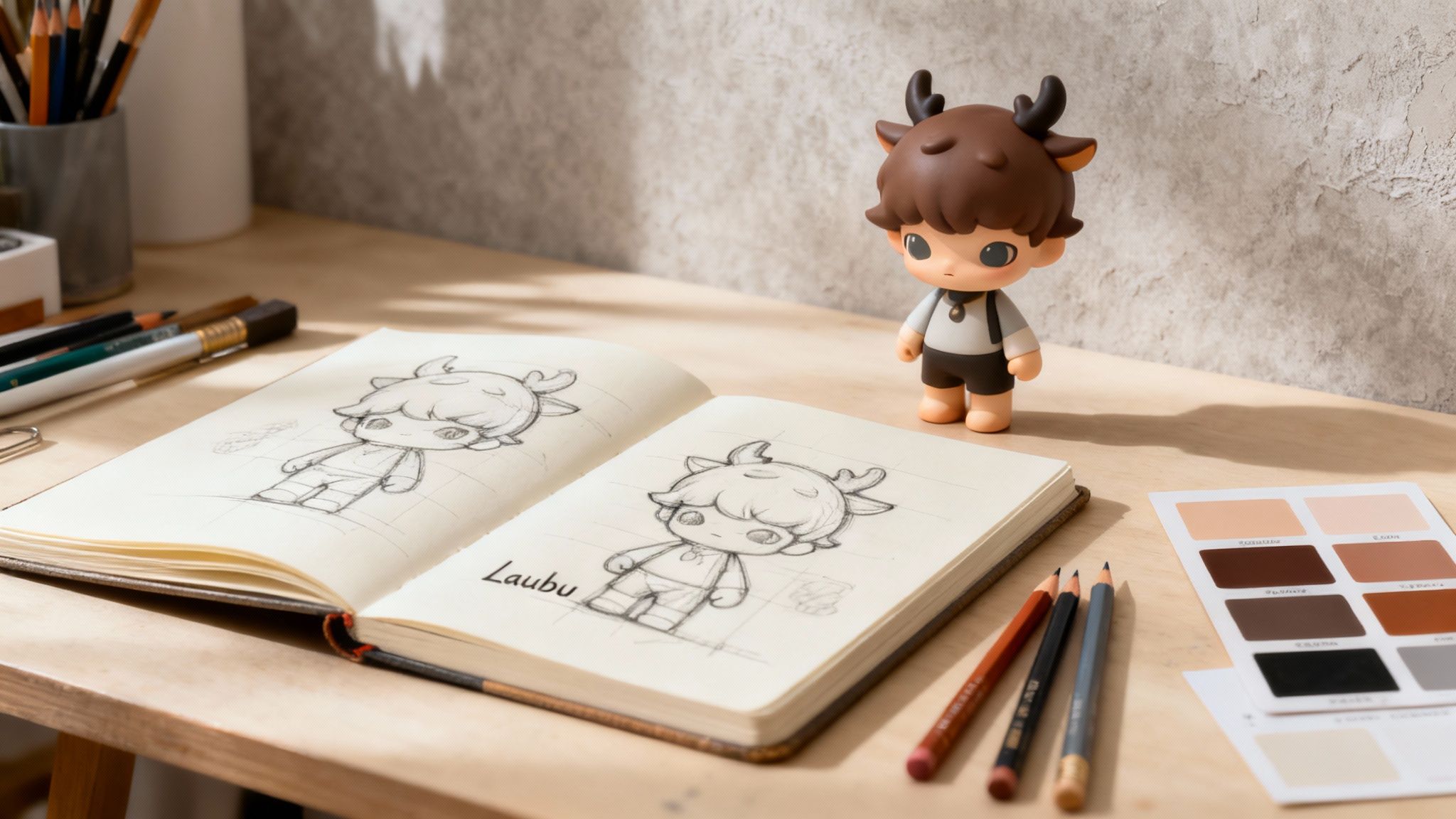 Artist Kasing Lung with his Labubu creations.