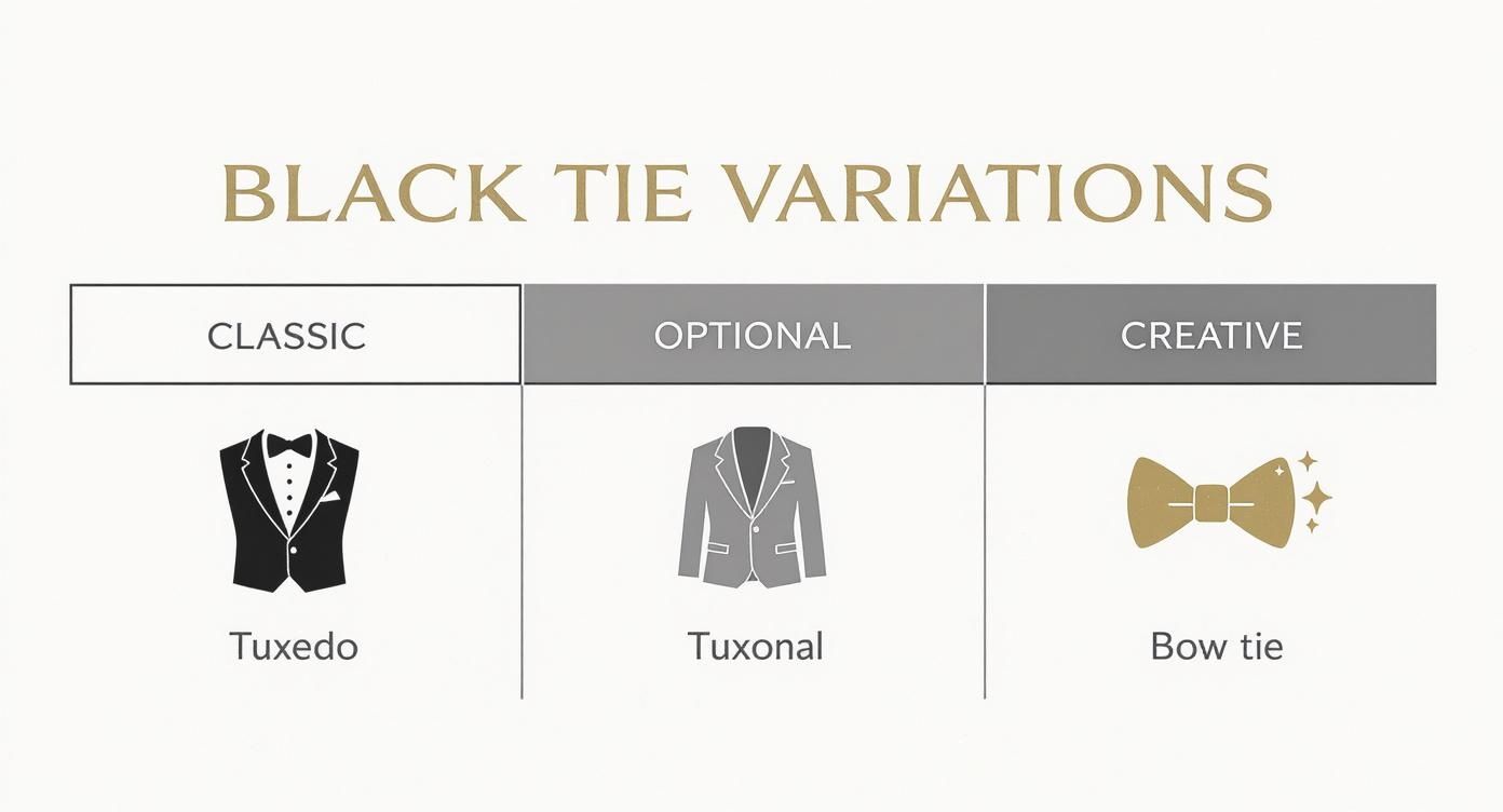 Infographic about how to dress for black tie events