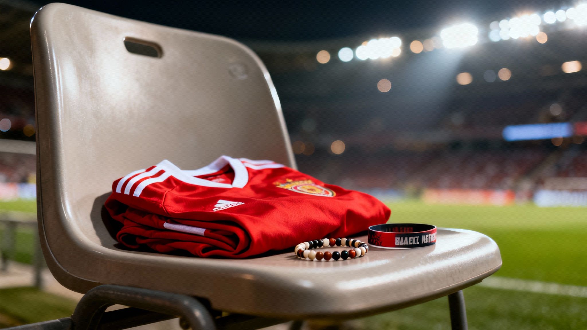 Taylor Swift and Travis Kelce on the field after a football game