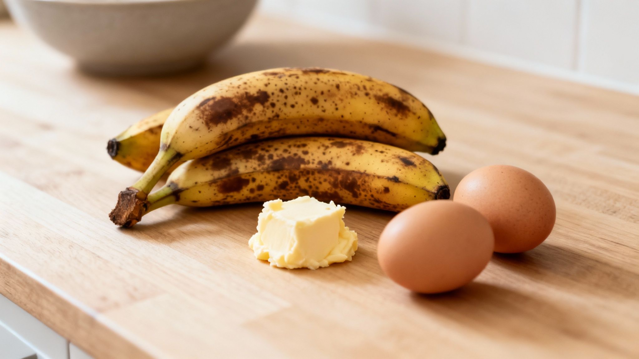 A perfectly baked loaf of banana bread sliced on a wooden board.