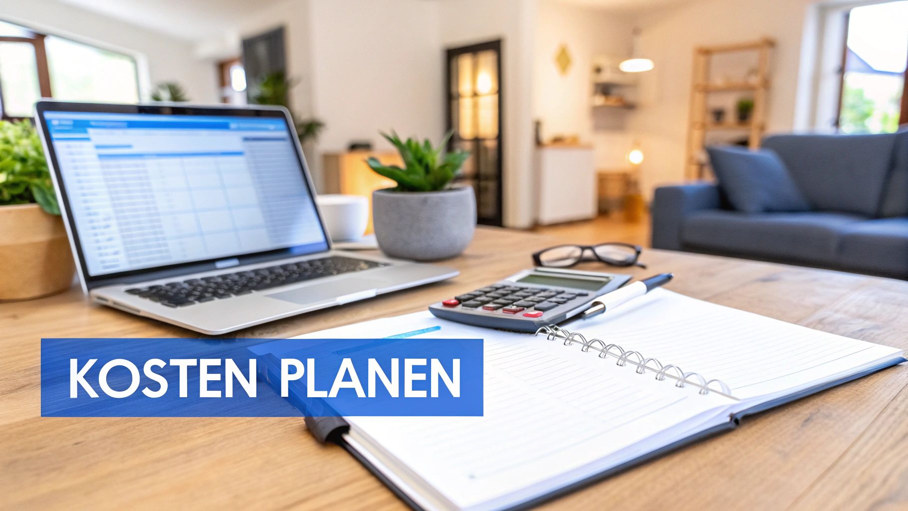 Eine Person überprüft Rechnungen an einem Schreibtisch