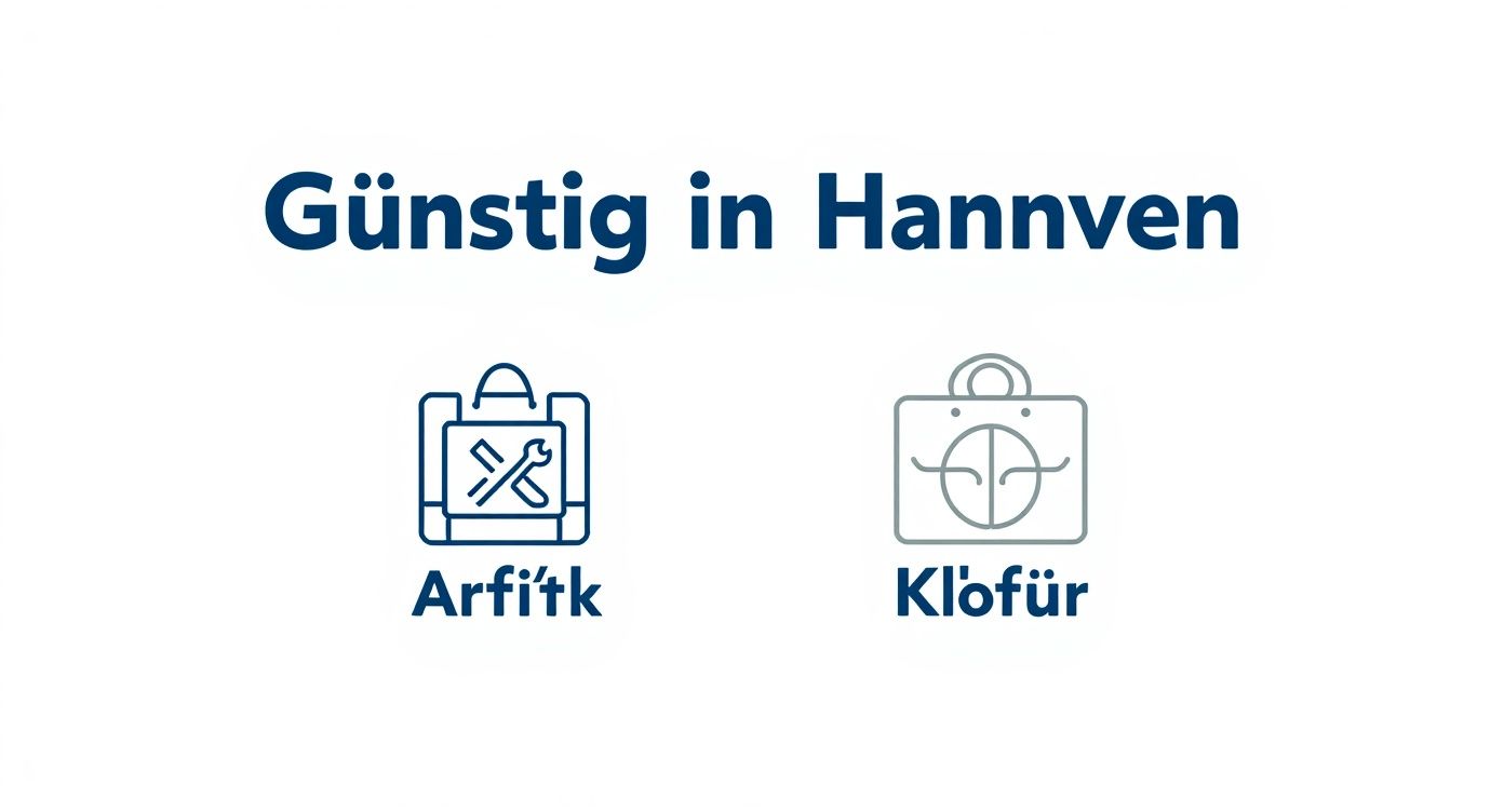 Günstig in Hannover übernachten mit Arfi'tk Handwerker-Service und Klöfür Kloschüssel-Reparatur Symbolen
