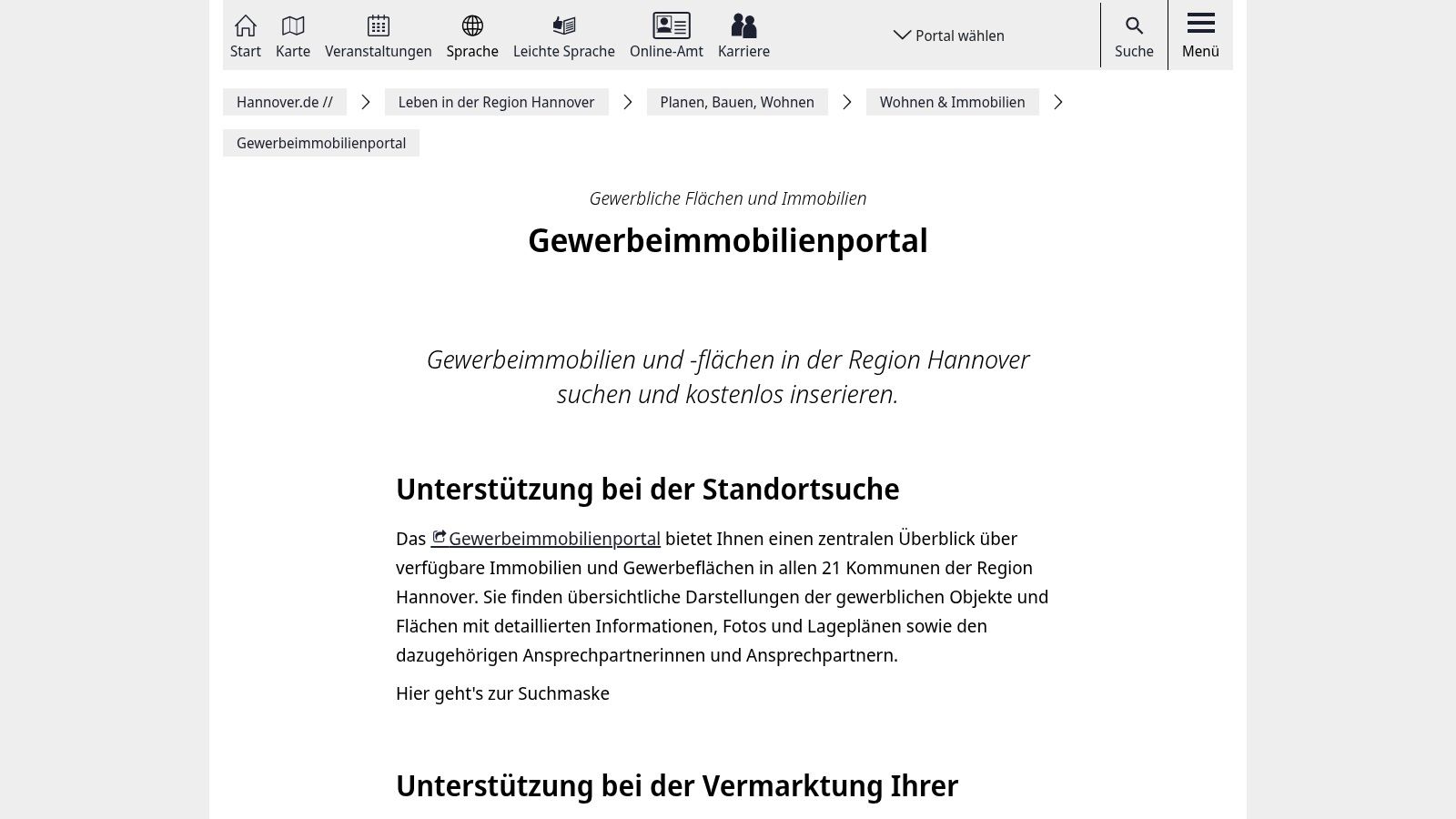 Gewerbeimmobilienportal Region Hannover (hannover.de)