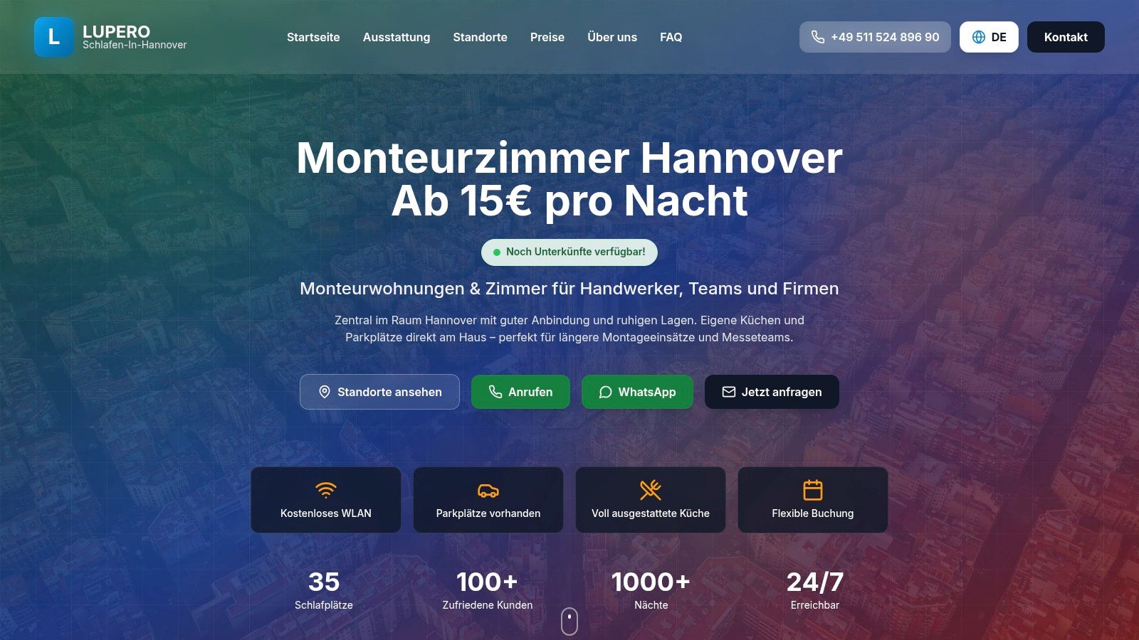 Lupero UG (Schlafen-in-Hannover): Ideal für Monteure und Teams