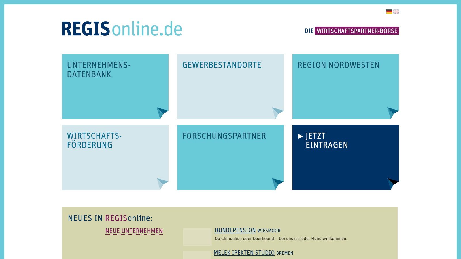 REGISonline – Gewerbestandorte & B2B im Nordwesten