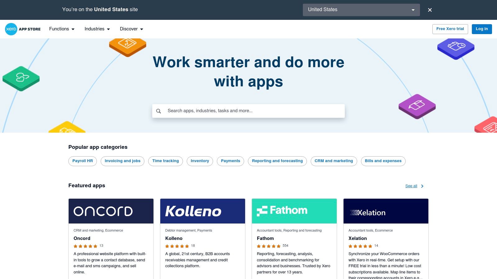 Xero App Store — “Work smarter with apps powered by AI”