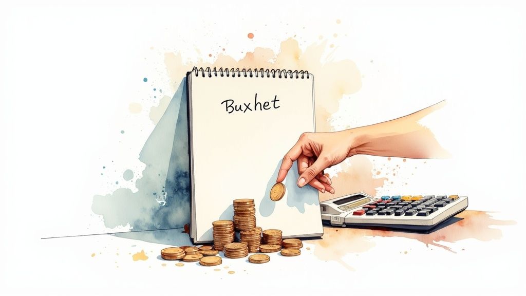 Guide to safe and profitable sports betting 3 A person managing his finances in a notebook, with a laptop and a cup of coffee nearby