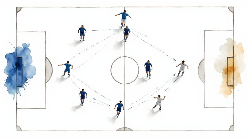 Një foto e një lojtari të Chelseat dhe një lojtari të Newcastlet duke u përleshur për topin në një ndeshje intensive.