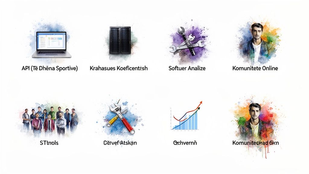 How algorithmic sports betting works and how you can improve your strategy 3 Image with sports analysis tools and software, including APIs, odds comparators, and online communities.