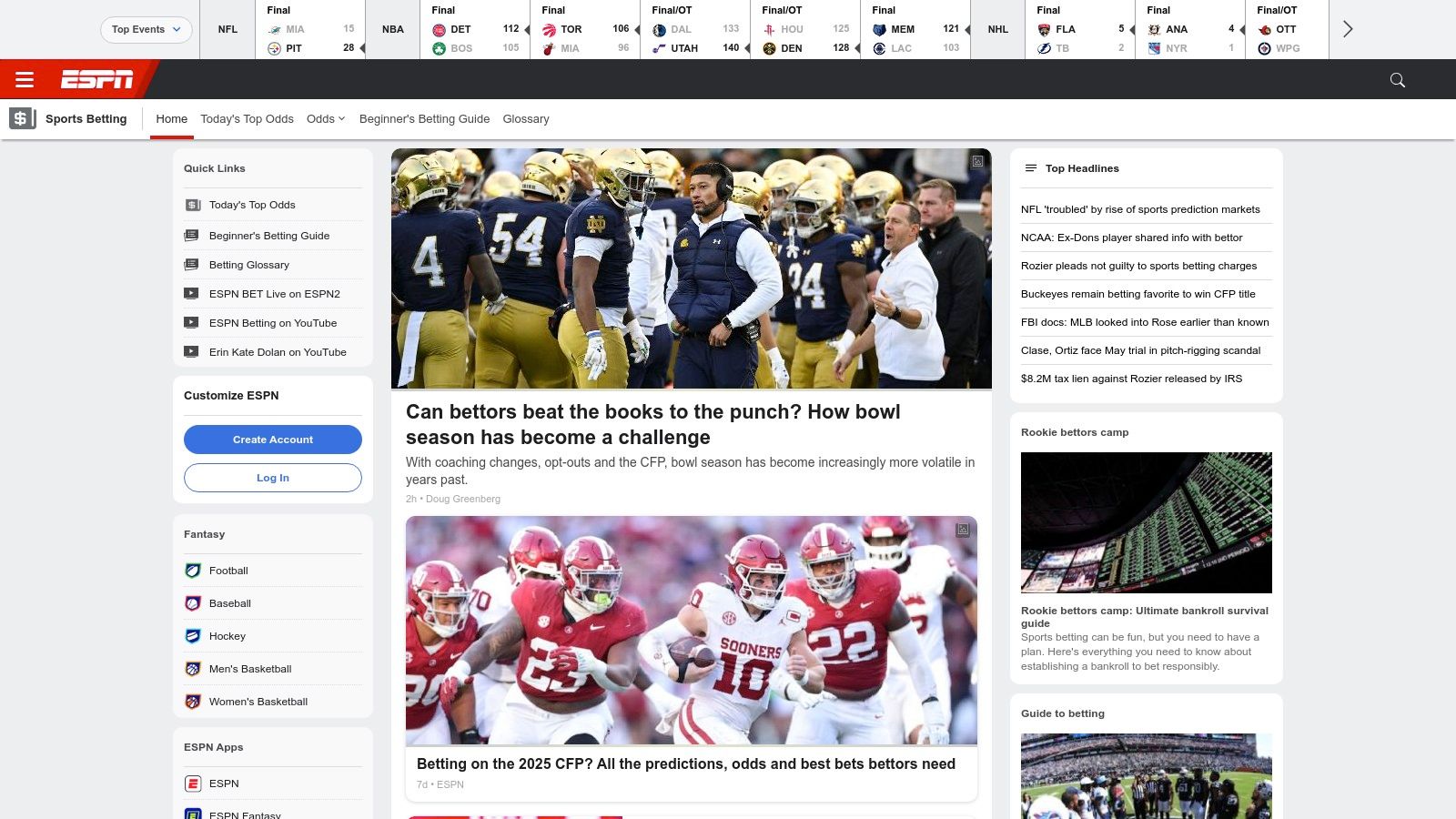 Vollständiger Leitfaden zu Sportwettenstrategien und Geldmanagement 3 ESPN BET