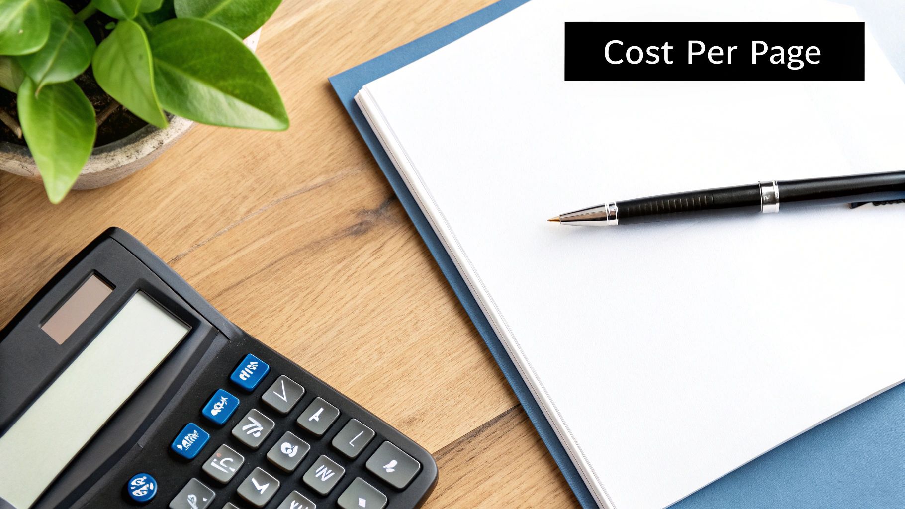 A photographer reviewing colorful prints next to their computer and printer.