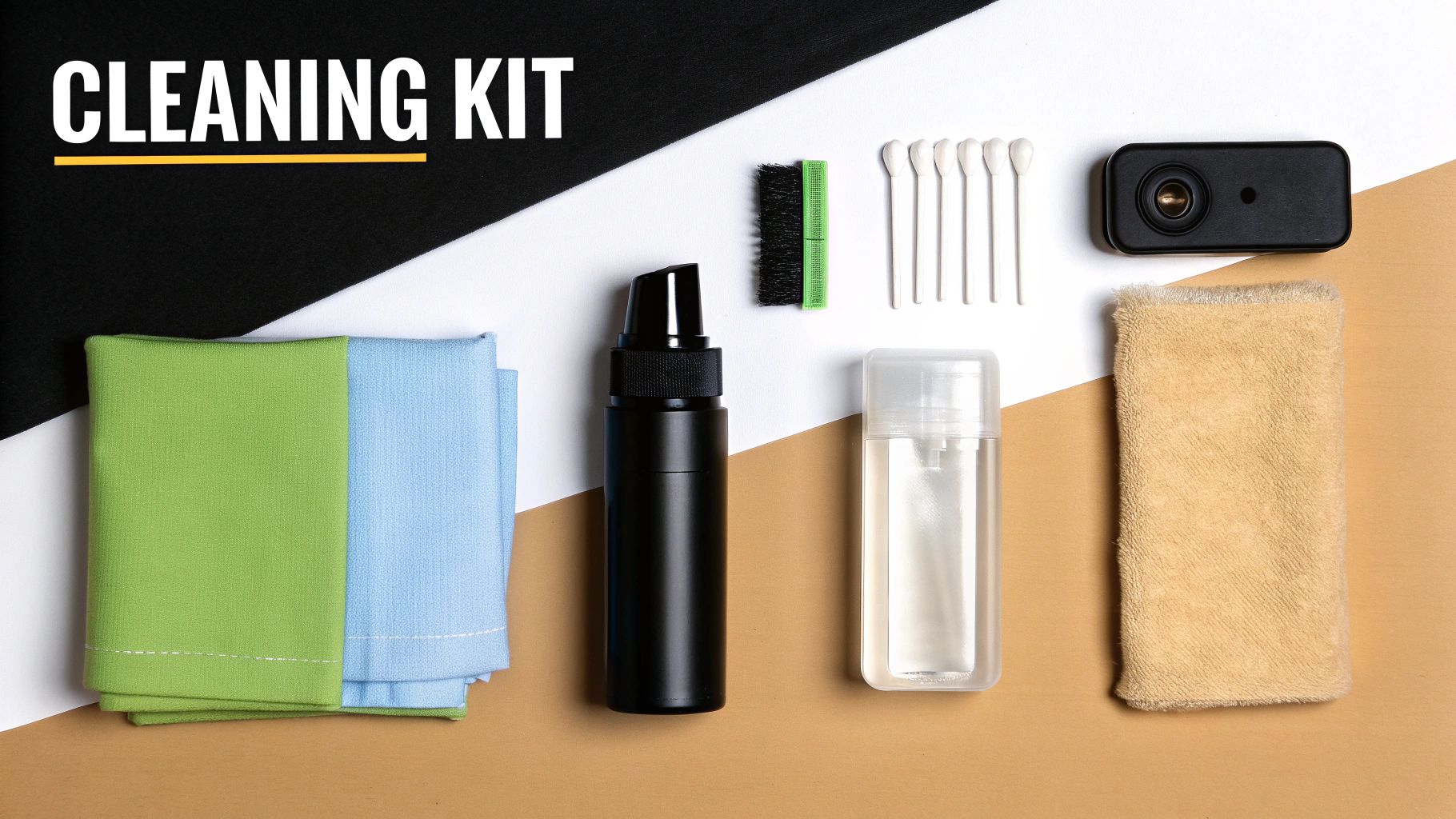 A person's hands wearing blue gloves, carefully wiping an inkjet printer cartridge with a white cloth over a protected surface.