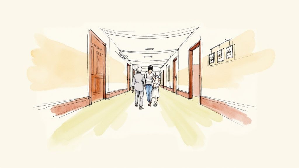 A compassionate caregiver supports an elderly woman who is painting.