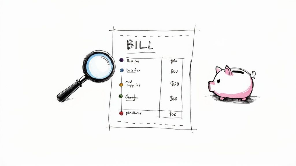 A senior woman reviewing financial documents with an assisted living administrator.