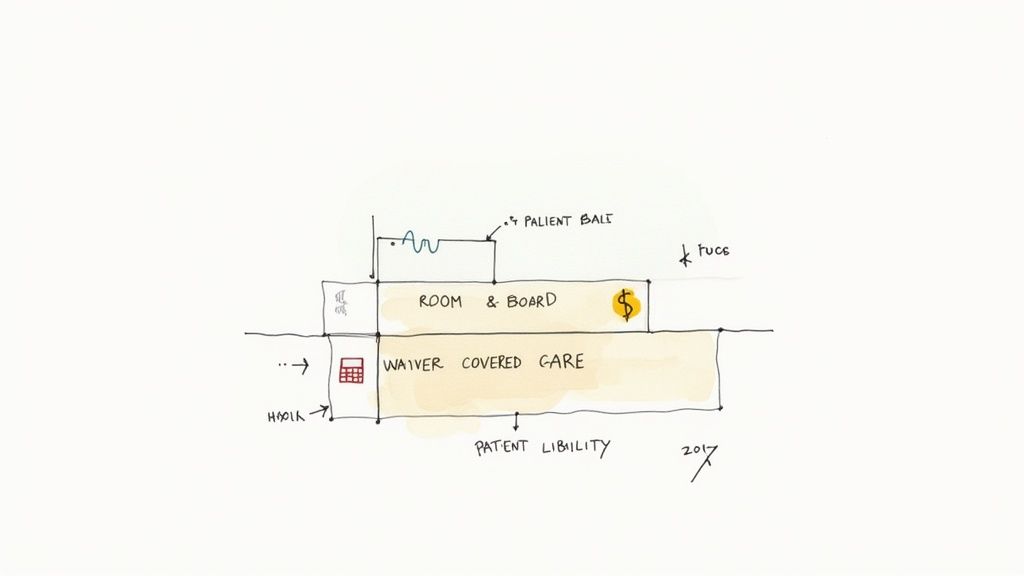 A person reviewing financial documents with a calculator, representing the costs of assisted living.