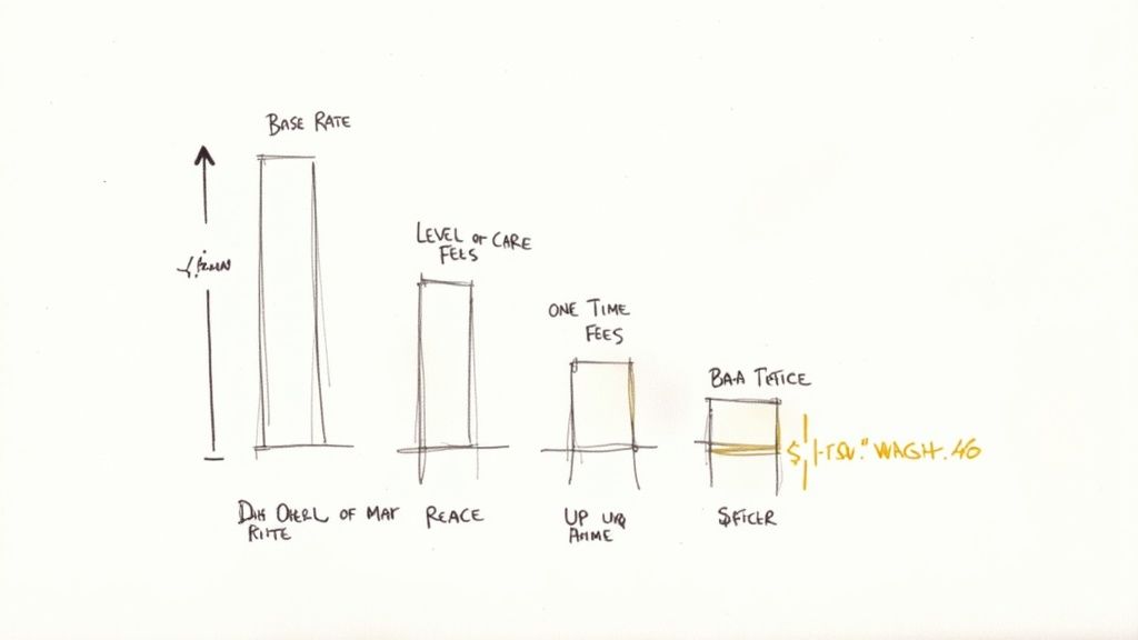 A piggy bank and calculator on a wooden table, symbolizing financial planning for senior care.