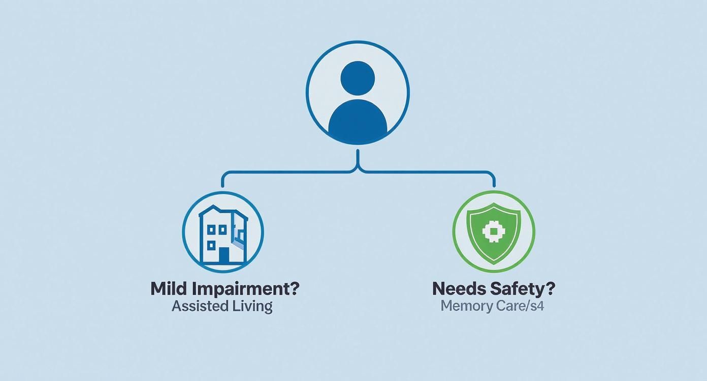 Infographic about memory care vs assisted living