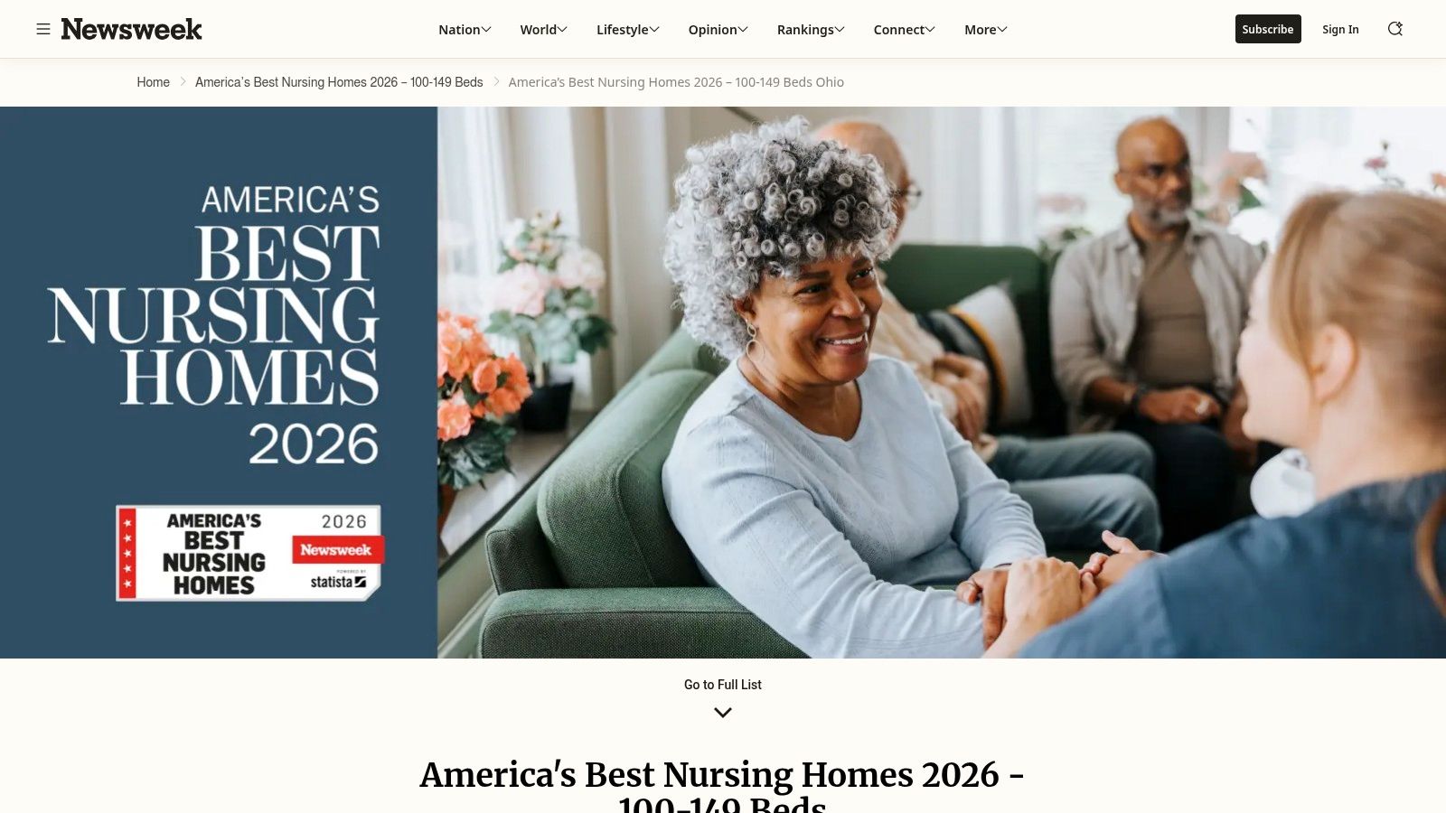 Newsweek / Statista — America’s Best Nursing Homes (Ohio lists)